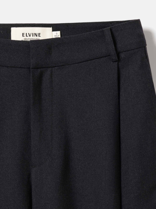 Cropped melange wide-pleat pants black mel M
