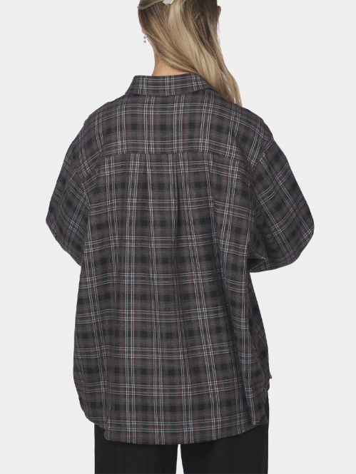Dalma flannel check shirt warm grey 