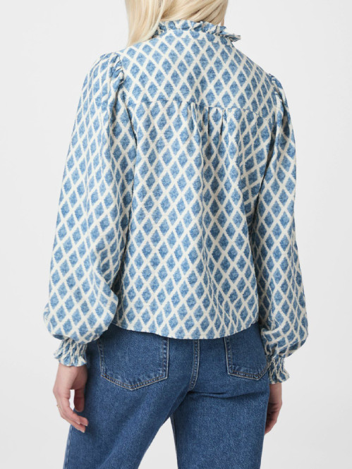Delsie print blouse smoke blue 