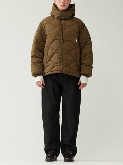 Detachable sleeves jacket brown 