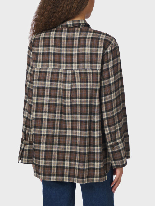 Dita flannel check shirt dk taupe 