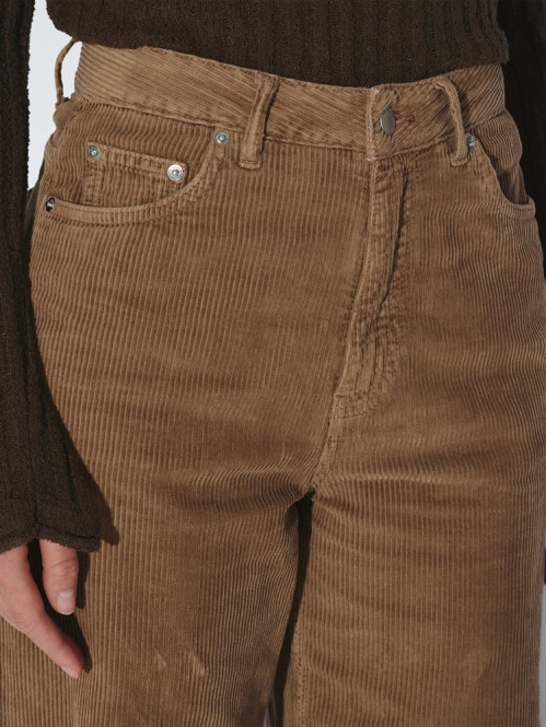 Donna high relaxed jeans washed khaki cord 