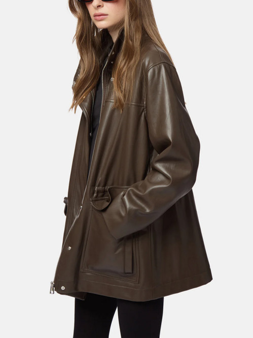 Edie sans leather parka deep brown 