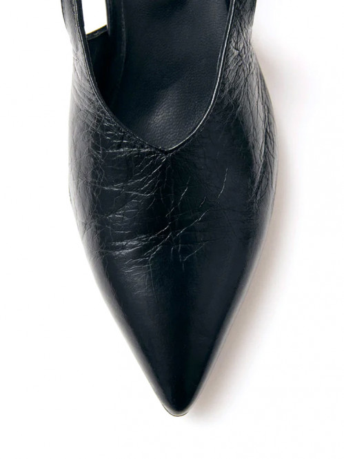 Eros slingback mules black leather 