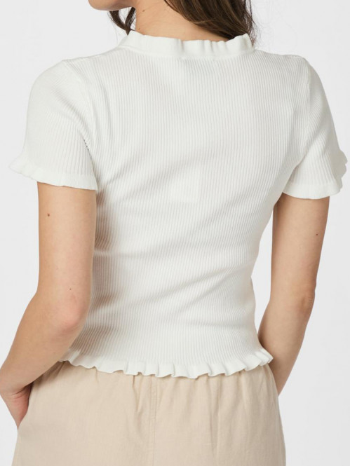 Esla frill knit tee off white 