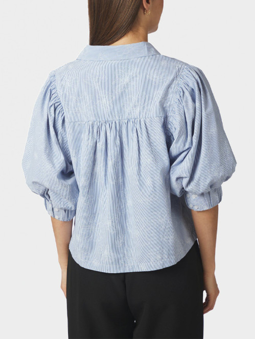 Etta flower stripe shirt light blue 
