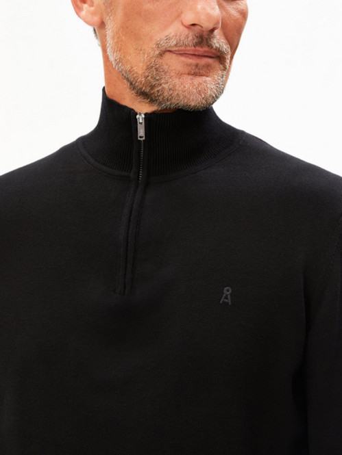 Faabes zip knit sweater black 
