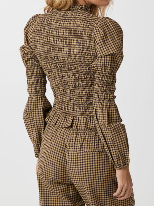 Falka check blouse brown L