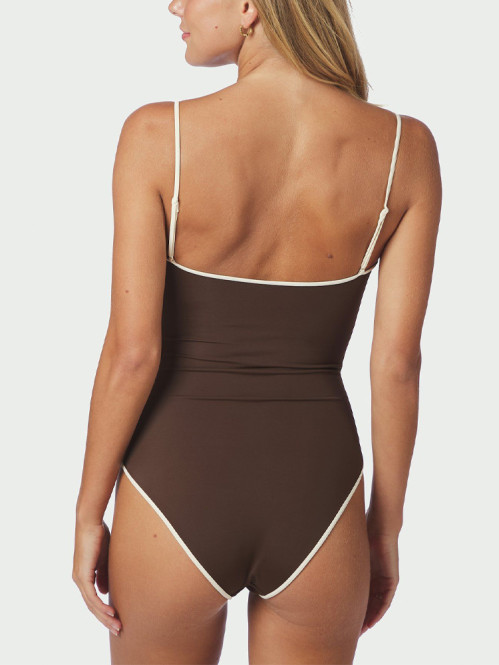 Felice solid contrast swimsuit dark brown 