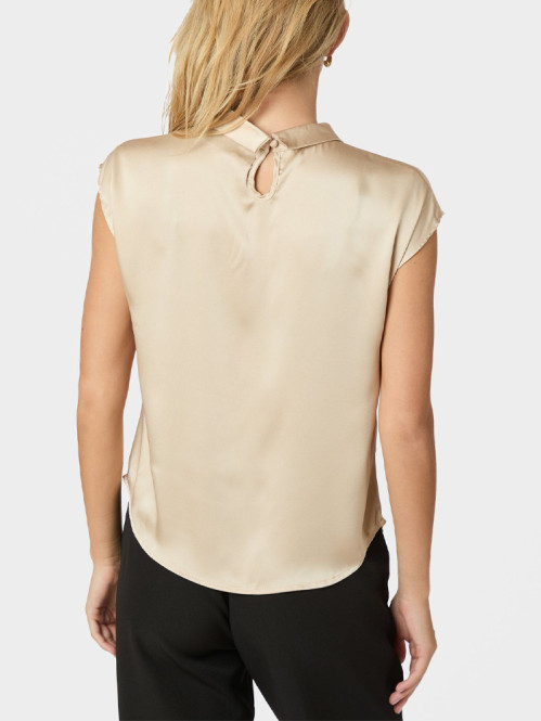 Fleur drapy satin blouse dark sand 