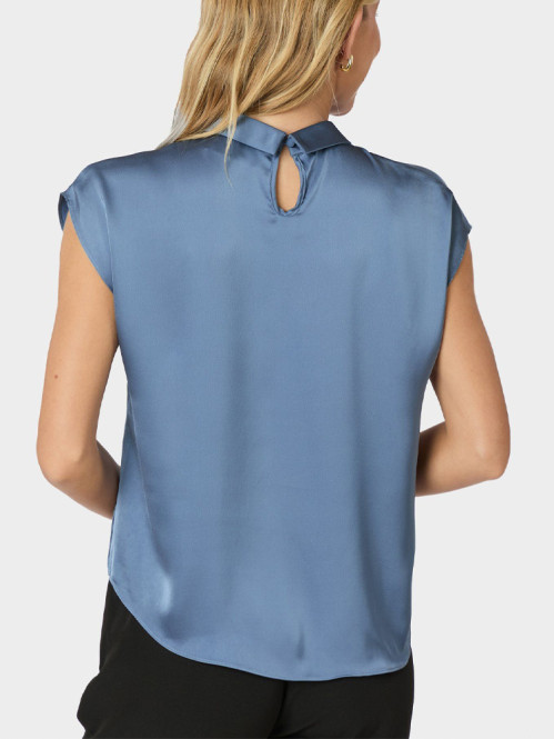 Fleur drapy satin blouse dusty blue 