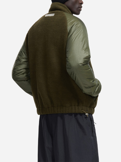Frosted badge fleece nylon jacket green 