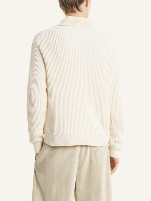 Fox head ribbed polo jumper sandshell 