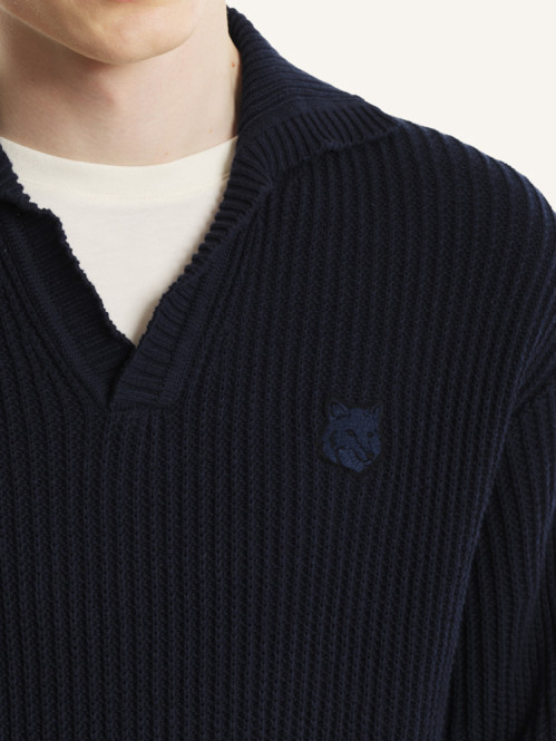 Fox head ripped polo jumper navy 
