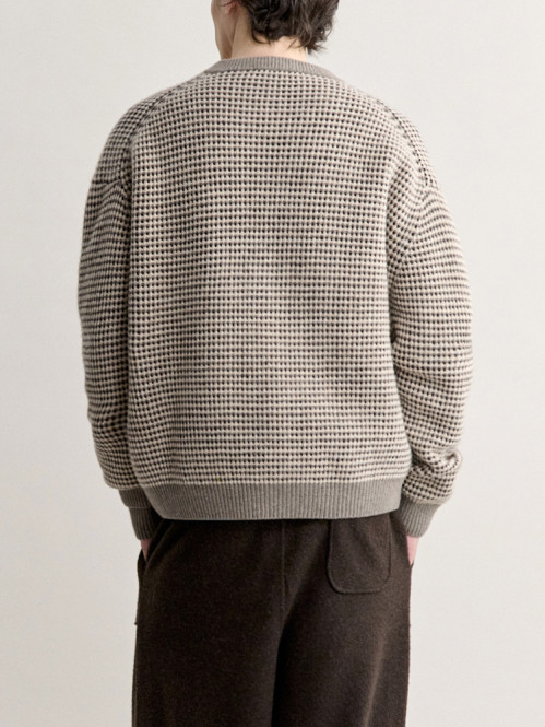 Fox head waffle stitch cardigan moon beige 