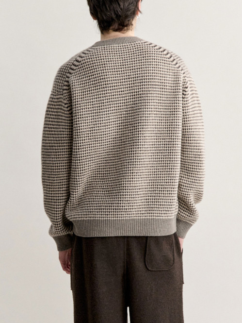 Fox head waffle stitch knit moon beige 