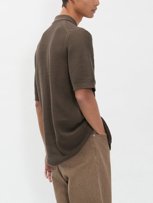 Fredensborg mercerised cotton knitted shirt coffee 