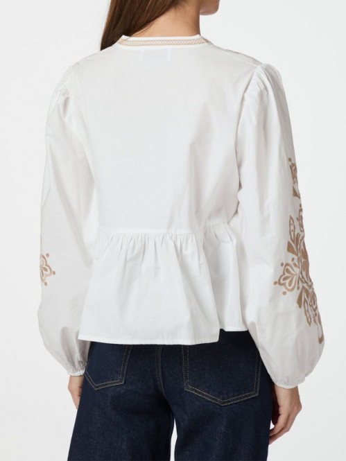 Ginia emb blouse off wht 