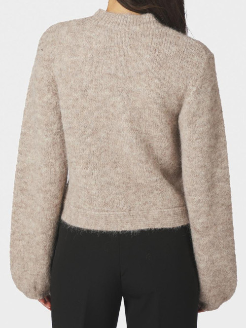 Gio fluffy knit cardigan beige mel 