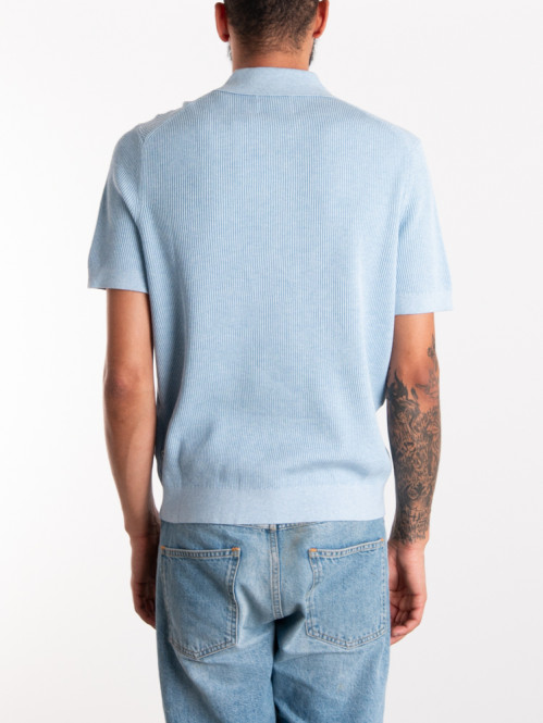 Hansie ss zip polo cerulean 
