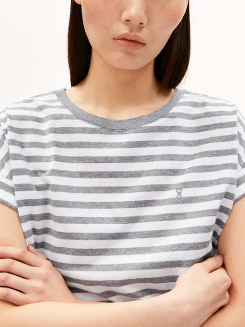 Idaara stripe t-shirt wht silver 