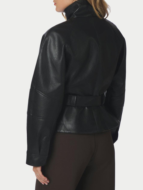 Jaclyn faux leather jacker black 