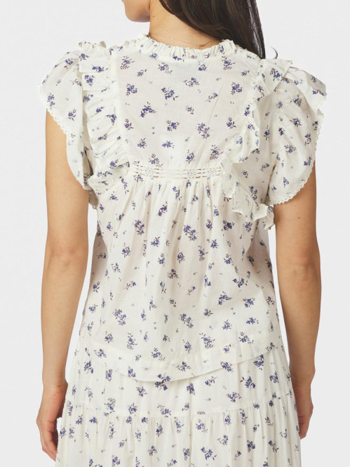 Jayla small blossom top white blue M