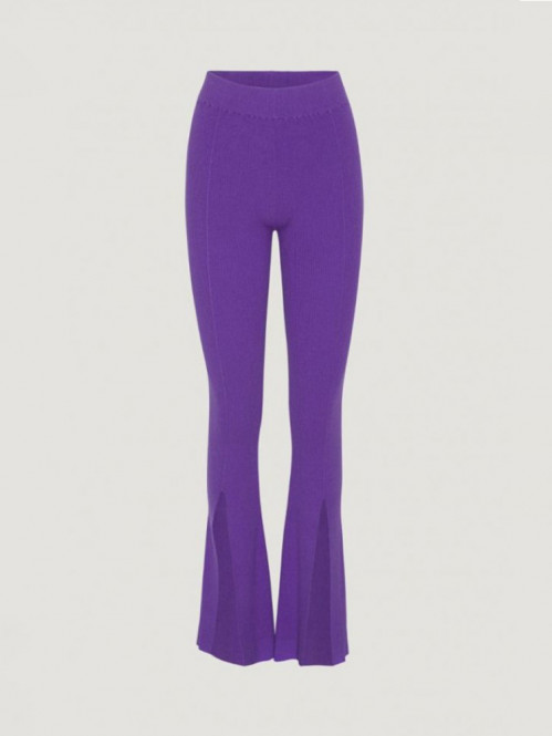 Knit slit pants bright purple 