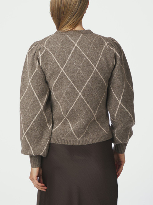 Koteas check knit cardigan taupe 