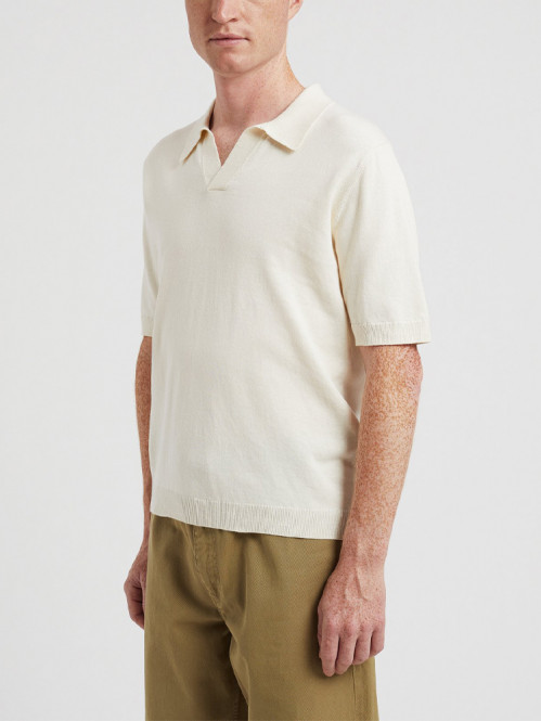 Leif cotton linen polo kit white 