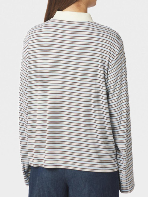 Lirenne striped polo blouse lt blue 