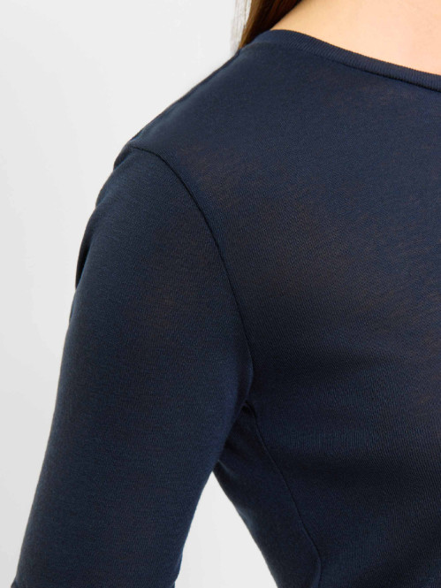 Lyocell wool short sleeve top indigo noir 
