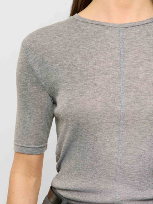 Lyocell wool short sleeve top mid grey 