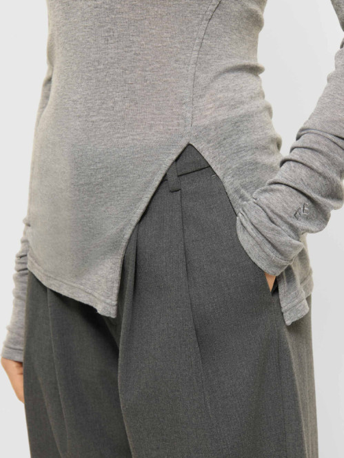 Lyocell wool turtleneck top mid grey 