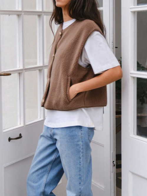 Mariko teddy vest taupe XS