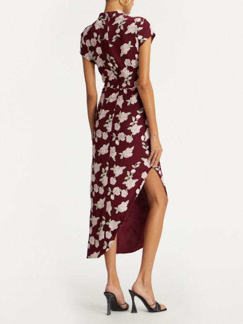 Mesh asymmetric dress zinfandel 