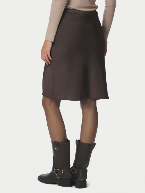 Mindie heavy sateen skirt dark brown 