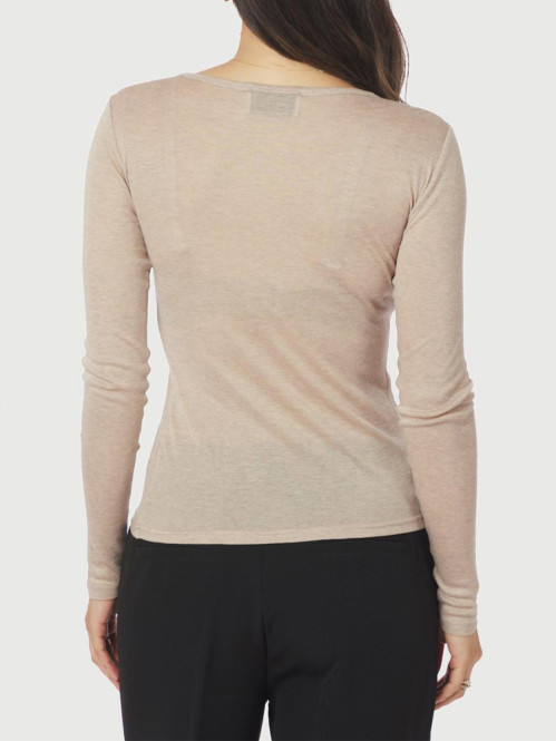 Nella fine rib blouse beige mel 