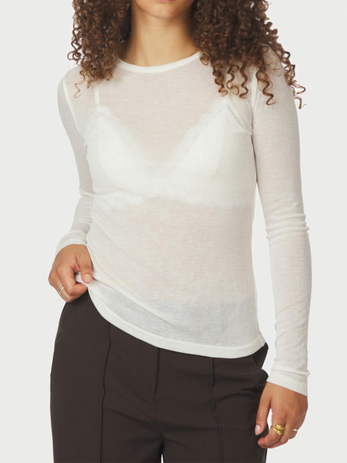 Nella fine rib blouse white 