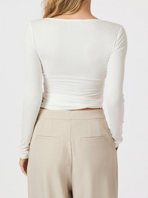 Nia jersey wrap blouse white S