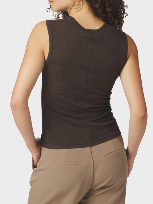 Nimbi fine rib top dark brown 
