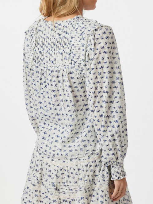 Nipoa dot flower blouse blue M