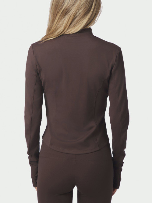 Nolana zip blouse chocolate brown 