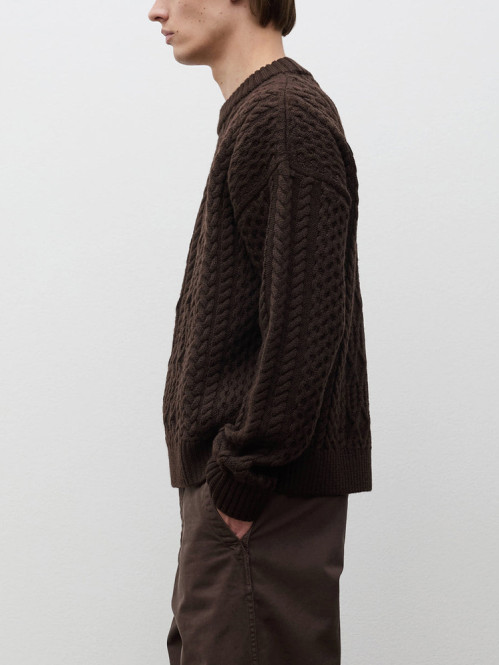 Nordhavn aran crewneck sweater brown 