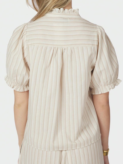 Odesa linen stripe blouse sand 