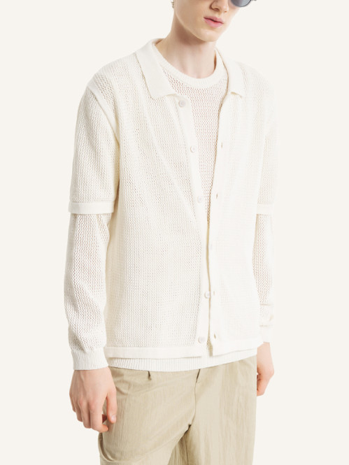 Open knit ss cardigan pure ecru 