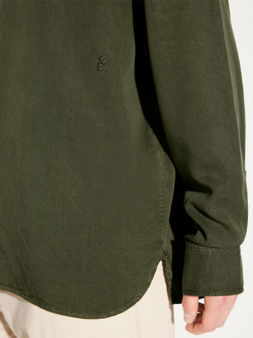 Ossian garment dyed tencel shirt shelter grn 