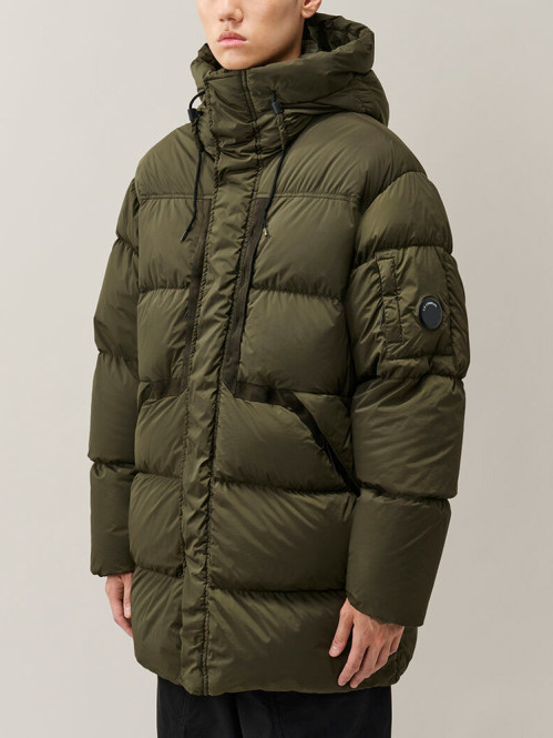 Nycra-R lens long hooded down jacket ivy green 