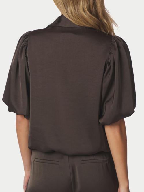 Parisa heavy sateen blouse dark brown 