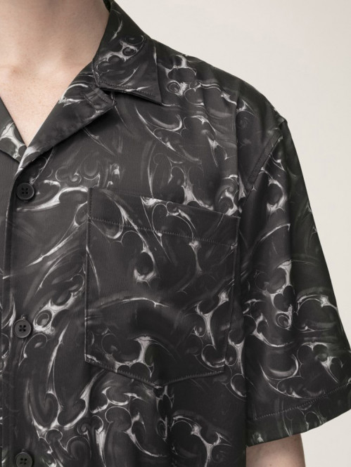 Chrome tribal printed shirt silver 